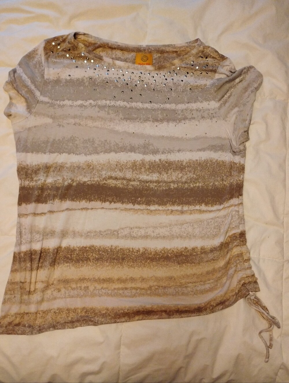 Ruby Rd Large brown ,Tan,Beige Shirt With Silver Studs